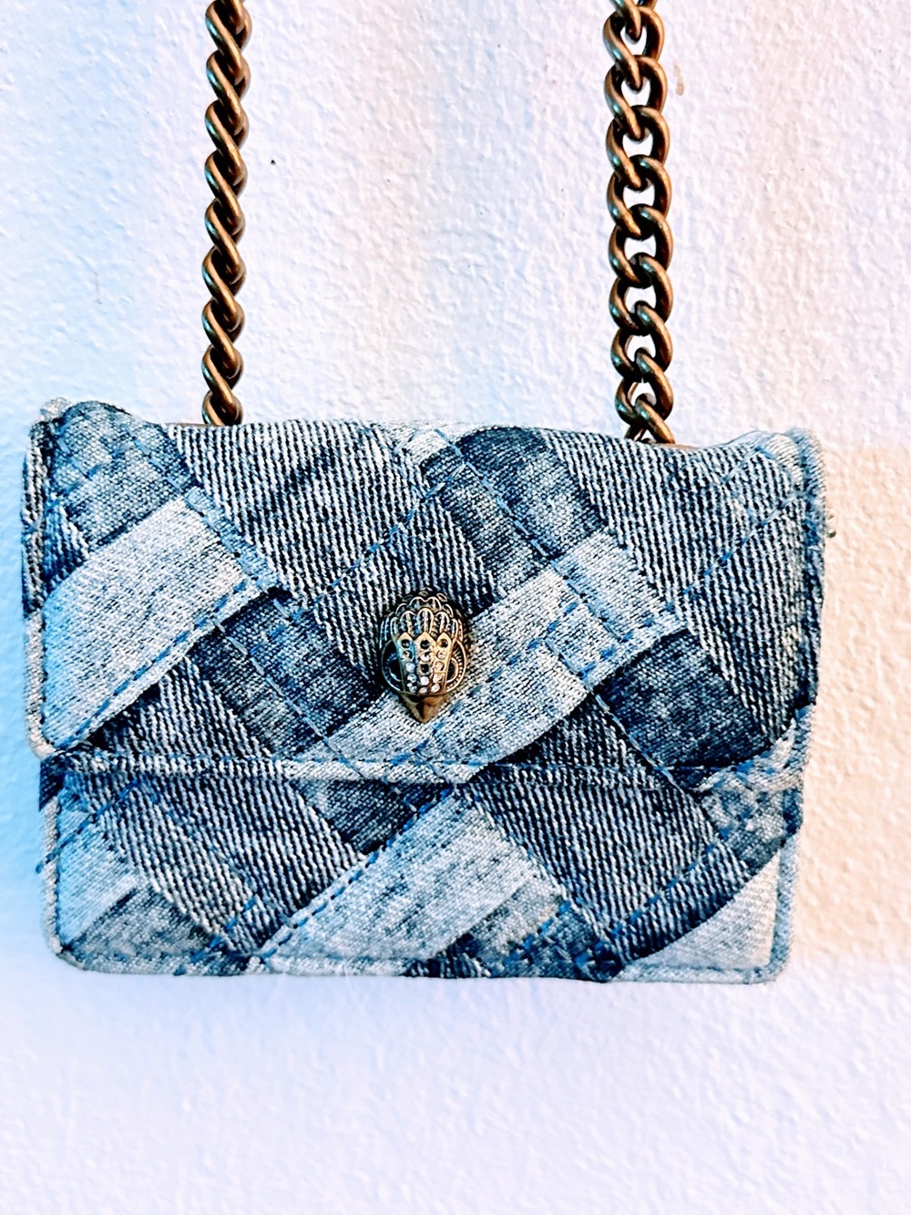 Kurt Geiger Quilted Denim Patchwork Crossbody – Blue